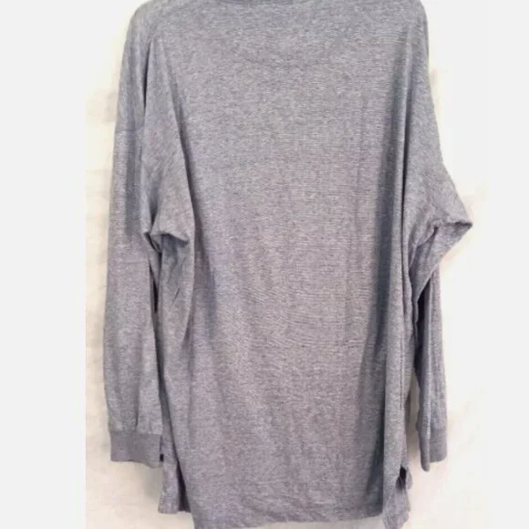 Men’s Henley Long Sleeve Pullover XL Gray 3-Button Hi-Low Hem Long Length Shirt - Picture 6 of 14